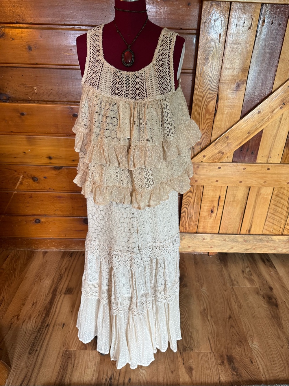 YOUNG THREADS BOHO CROCHET& LACE PANTS & TOP SET
